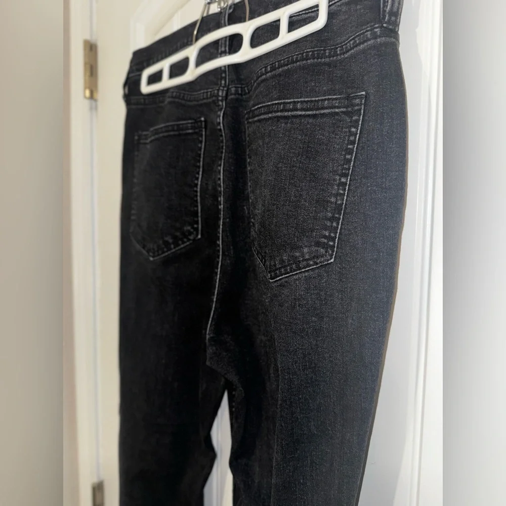 Free People Womens Curvy 29 Black Stretch Denim High Rise Skinny Button Fly Jean